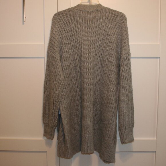 Lucky Brand Knit Open Front Long Cable Knit Cardigan Sweater with Pockets Sz XL - Picture 2 of 5
